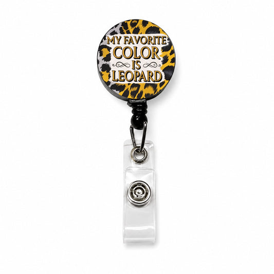 My Favorite Color Is Leopard Funny Retractable ID Key Card Name Tag Badge Holder with Clip