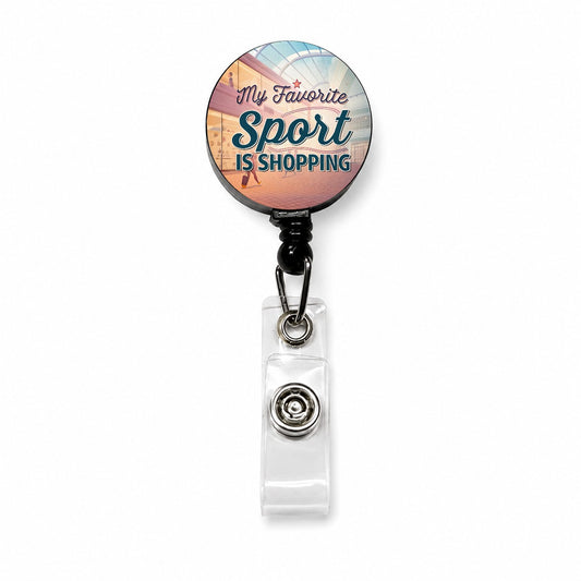 My Favorite Sport Is Shopping Retractable ID Key Card Name Tag Badge Holder with Clip