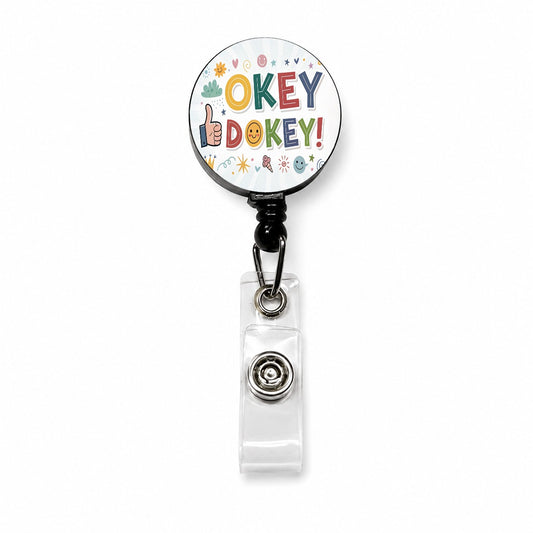 Okey Dokey Funny Saying Retractable ID Key Card Name Tag Badge Holder with Clip