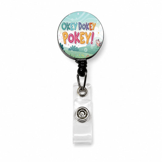 Okey Dokey Pokey Funny Retractable ID Key Card Name Tag Badge Holder with Clip