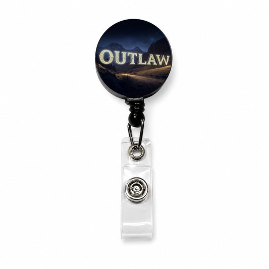 Outlaw Country Night Retractable ID Key Card Name Tag Badge Holder with Clip