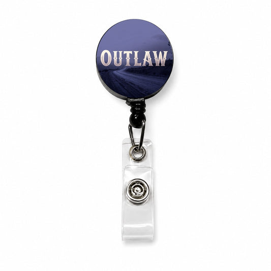 Outlaw Empty Highway Retractable ID Key Card Name Tag Badge Holder with Clip
