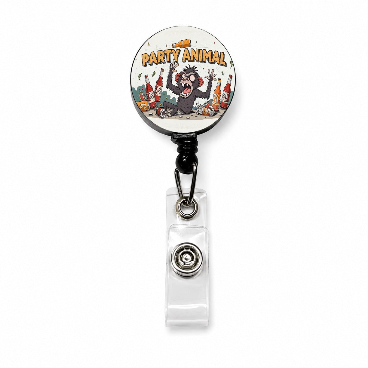 Party Animal Crazy Monkey Retractable ID Key Card Name Tag Badge Holder with Clip
