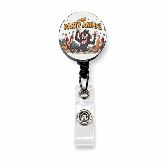 Party Animal Crazy Monkey Retractable ID Key Card Name Tag Badge Holder with Clip