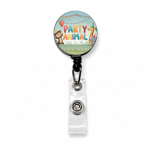Party Animal Funny Birthday Theme Retractable ID Key Card Name Tag Badge Holder with Clip