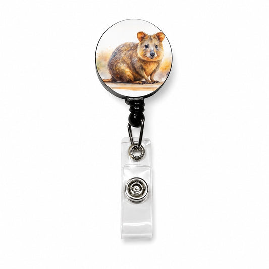 Quokka Watercolor Retractable ID Key Card Name Tag Badge Holder with Clip