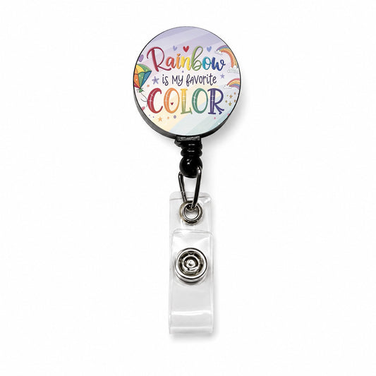 Rainbow Is My Favorite Color Gay Pride Retractable ID Key Card Name Tag Badge Holder with Clip