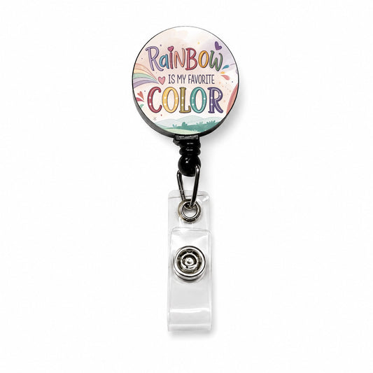 Rainbow Is My Favorite Color Retractable ID Key Card Name Tag Badge Holder with Clip