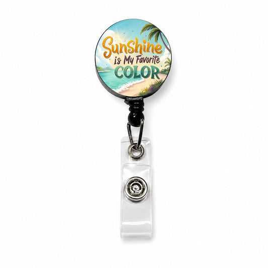 Sunshine Is My Favorite Color Funny Tropical Retractable ID Key Card Name Tag Badge Holder with Clip