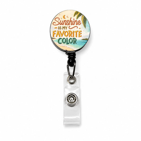 Sunshine Is My Favorite Color Tropical Beach Funny Retractable ID Key Card Name Tag Badge Holder with Clip