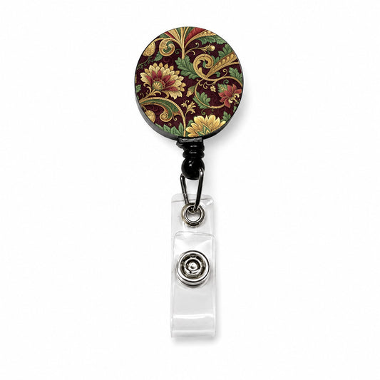 Victorian Decorative Design Pattern Retractable ID Key Card Name Tag Badge Holder with Clip