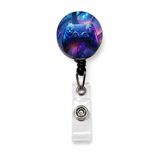 Video Game Controller Graffiti Style Retractable ID Key Card Name Tag Badge Holder with Clip