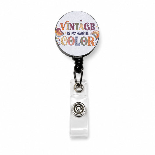 Vintage Is My Favorite Color Funny 60's Retro Retractable ID Key Card Name Tag Badge Holder with Clip