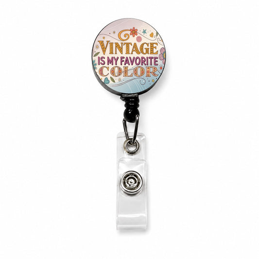 Vintage is My Favorite Color Retro Funny Retractable ID Key Card Name Tag Badge Holder with Clip