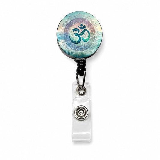 Yoga Om Aum Mandala Nature Symbol Retractable ID Key Card Name Tag Badge Holder with Clip