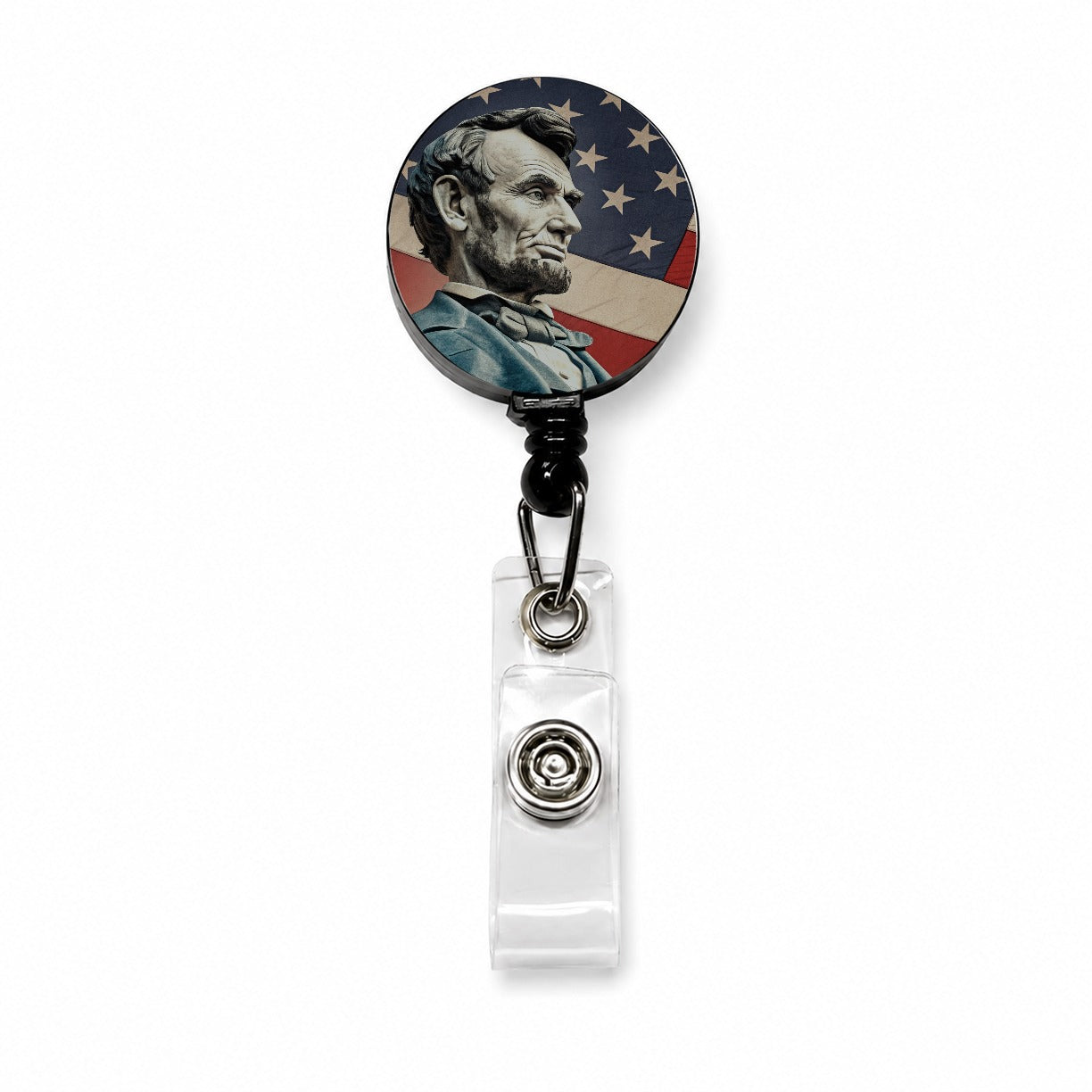 Abraham Lincoln American President Retractable ID Key Card Name Tag Badge Holder with Clip