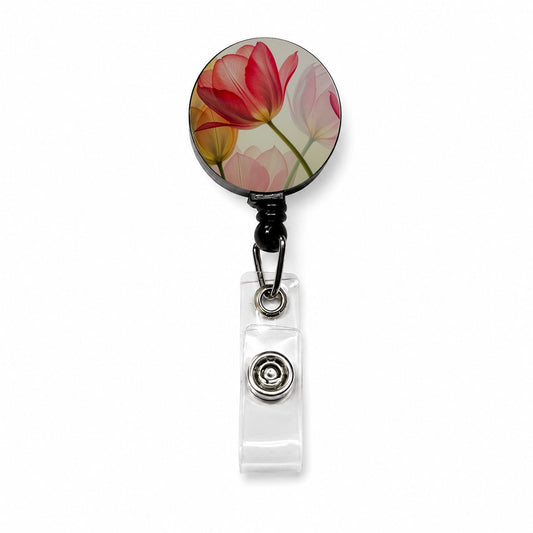 Abstract Tulips Retractable ID Key Card Name Tag Badge Holder with Clip
