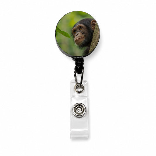 African Chimpanzee Safari Wildlife Retractable ID Key Card Name Tag Badge Holder with Clip