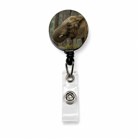 African Elephant Safari Wildlife Retractable ID Key Card Name Tag Badge Holder with Clip