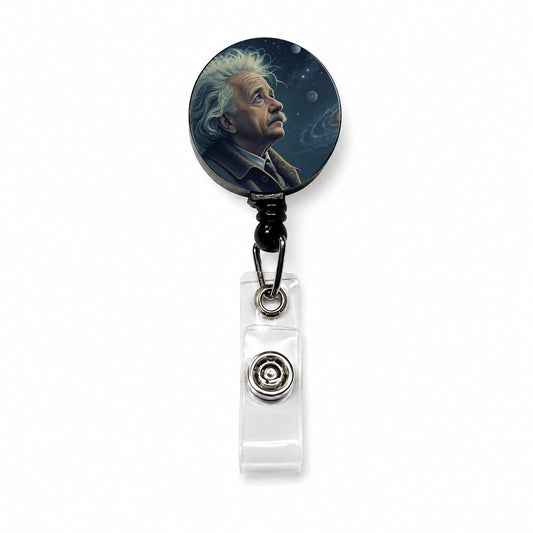 Albert Einstein Astronomy Retractable ID Key Card Name Tag Badge Holder with Clip