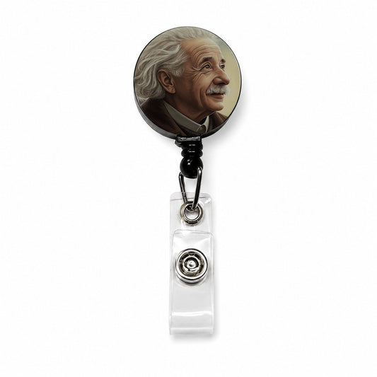 Albert Einstein Vintage Scientist Retractable ID Key Card Name Tag Badge Holder with Clip