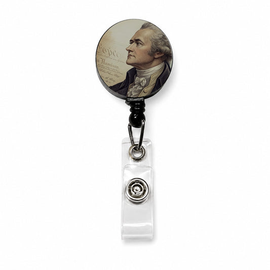 Alexander Hamilton Founding Father Retractable ID Key Card Name Tag Badge Holder with Clip
