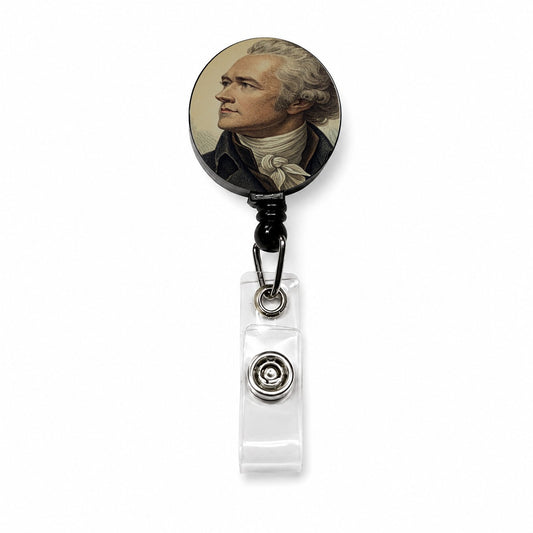 Alexander Hamilton Patriot Art Retractable ID Key Card Name Tag Badge Holder with Clip