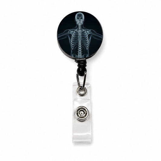 Anatomy Skeleton Xray Science Retractable ID Key Card Name Tag Badge Holder with Clip