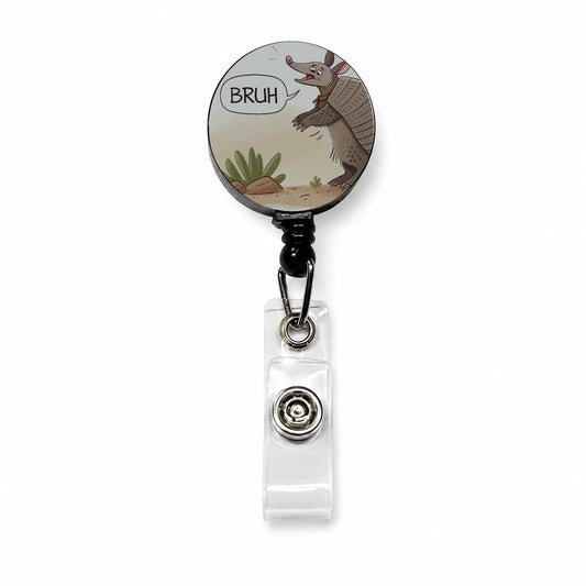 Armadillo Bruh Funny Retractable ID Key Card Name Tag Badge Holder with Clip