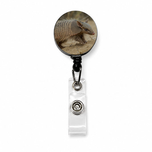 Armadillo in Nature Retractable ID Key Card Name Tag Badge Holder with Clip