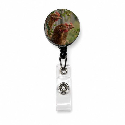 Backyard Chickens Farm Life Retractable ID Key Card Name Tag Badge Holder with Clip
