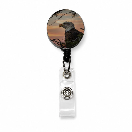 Bald Eagle At Sunset Retractable ID Key Card Name Tag Badge Holder with Clip