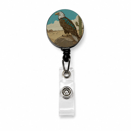 Bald Eagle of the Southwest Desert Retractable ID Key Card Name Tag Badge Holder with Clip