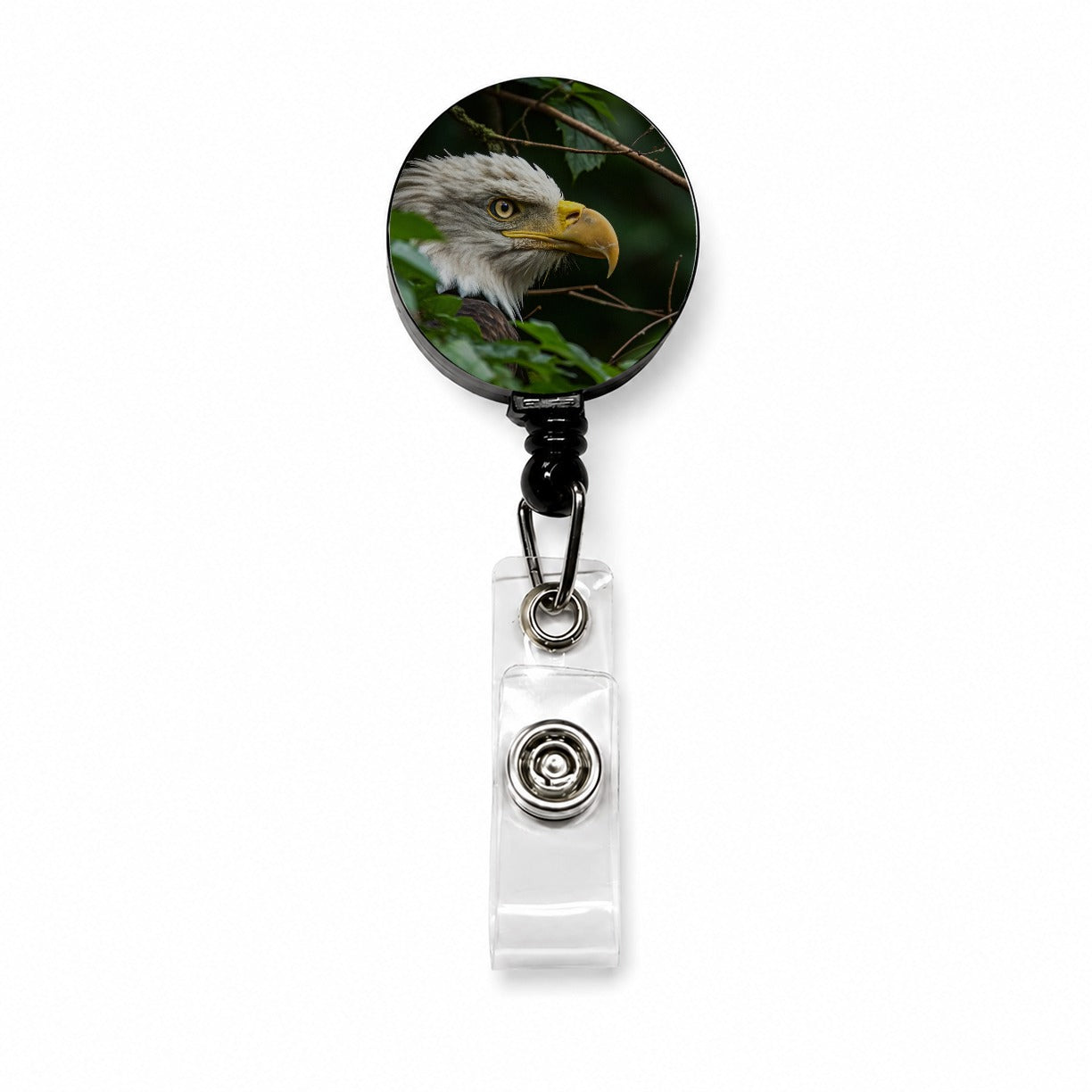 Bald Eagle Wildlife Portrait Retractable ID Key Card Name Tag Badge Holder with Clip