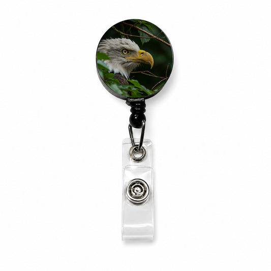 Bald Eagle Wildlife Portrait Retractable ID Key Card Name Tag Badge Holder with Clip