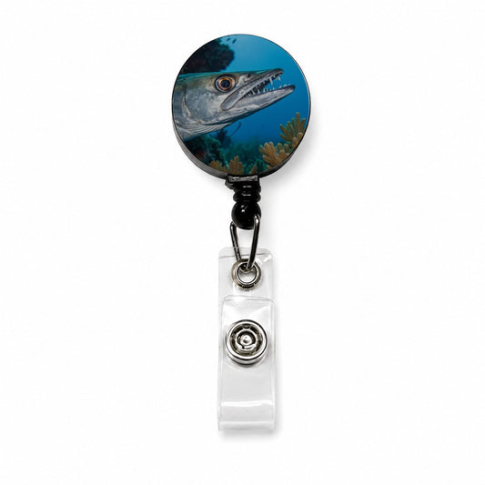 Barracuda Fish Ocean Wildlife Retractable ID Key Card Name Tag Badge Holder with Clip