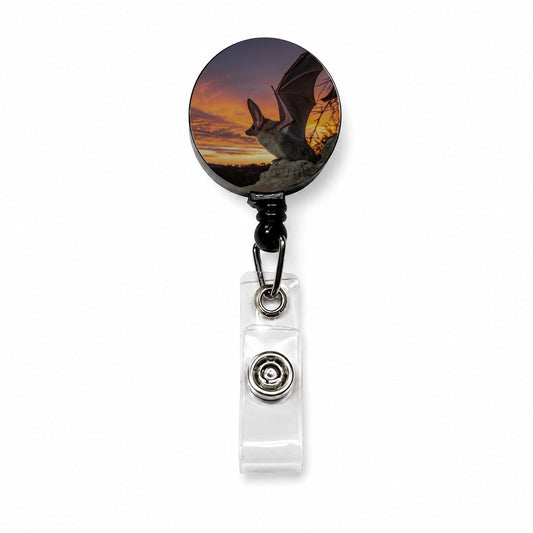 Bat Nature At Sunset Retractable ID Key Card Name Tag Badge Holder with Clip