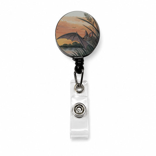 Bat Sunset Nature Scene Retractable ID Key Card Name Tag Badge Holder with Clip