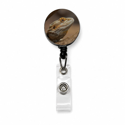 Bearded Dragon Lizard Wildlife Retractable ID Key Card Name Tag Badge Holder with Clip