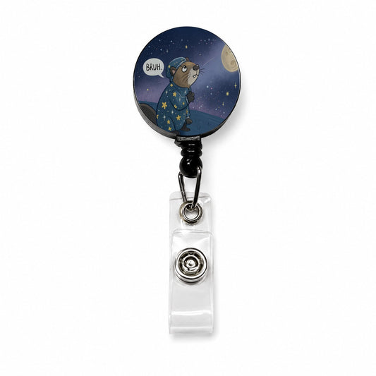 Beaver Saying Bruh Funny Pajamas Retractable ID Key Card Name Tag Badge Holder with Clip