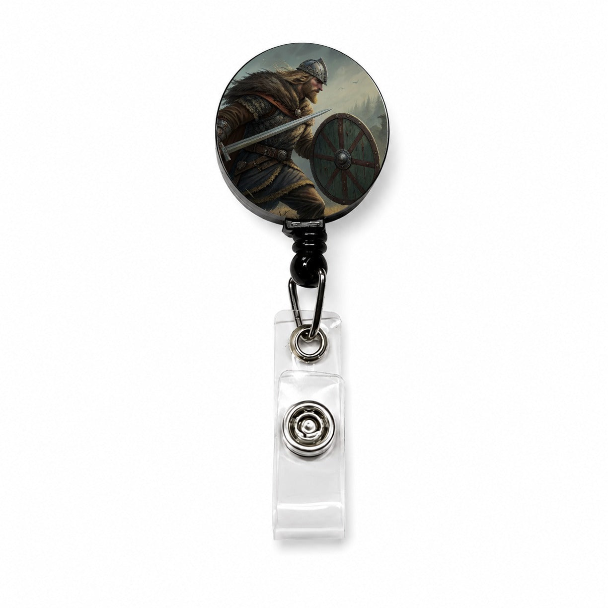 Beowulf Norse Warrior Retractable ID Key Card Name Tag Badge Holder with Clip