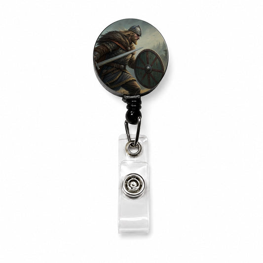 Beowulf Norse Warrior Retractable ID Key Card Name Tag Badge Holder with Clip
