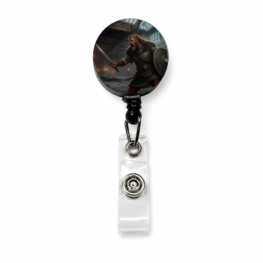 Beowulf Viking Warrior Retractable ID Key Card Name Tag Badge Holder with Clip