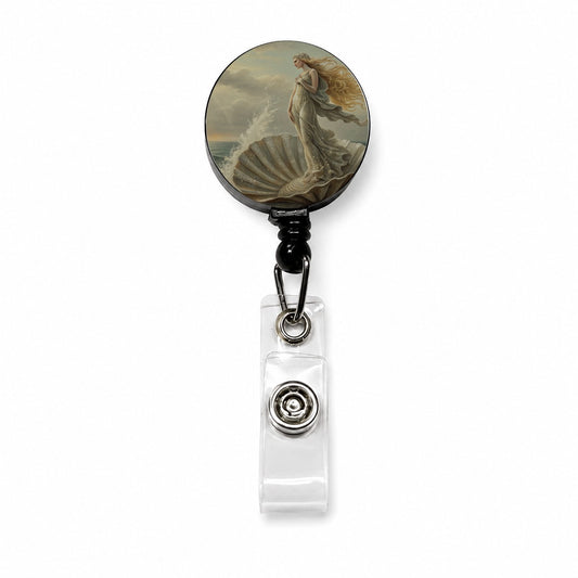 Birth of Venus Inspired Retractable ID Key Card Name Tag Badge Holder with Clip