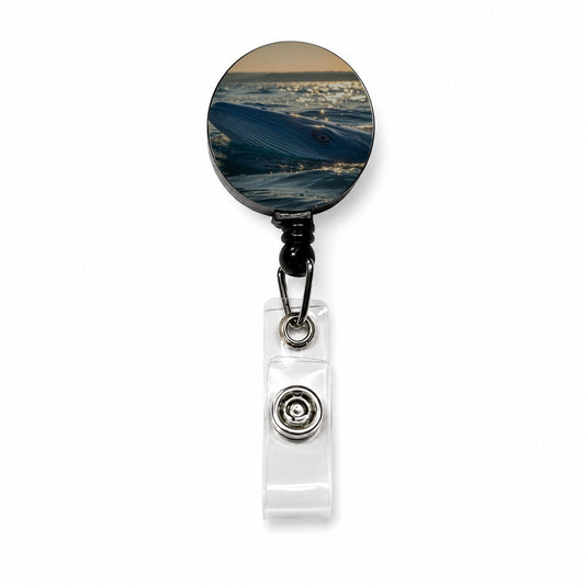 Blue Whale Ocean Wildlife Retractable ID Key Card Name Tag Badge Holder with Clip