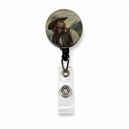Buffalo Bill Wild West Retractable ID Key Card Name Tag Badge Holder with Clip