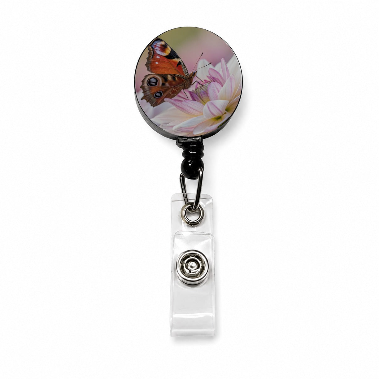 Butterfly Wildflower Garden Scene Retractable ID Key Card Name Tag Badge Holder with Clip