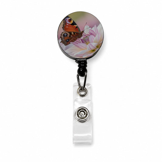Butterfly Wildflower Garden Scene Retractable ID Key Card Name Tag Badge Holder with Clip