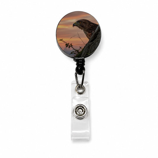 Buzzard Bird At Sunset Retractable ID Key Card Name Tag Badge Holder with Clip