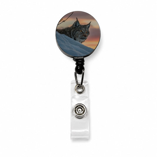 Canada Lynx At Sunset Retractable ID Key Card Name Tag Badge Holder with Clip